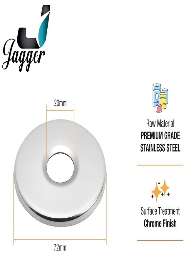 JAGGER Brass Chrome Finish Angle Cock Square with Wall Flange Faucets Taps and Faucet Angle Valve Angular Stop Cock Wash Basin Tap Angle Valve Tap Set of 6 Pcs - Image 3